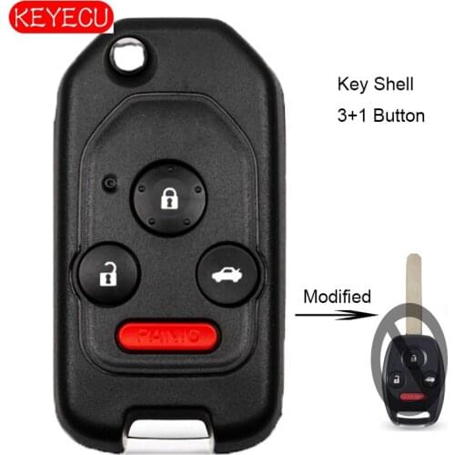 KEYECU Replacemet Remote Key Shell Case 2+1 Button / 3+1 Button Fob for Honda Accord Civic Pilot + Button Pad