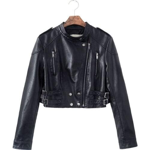 Womens Plus Size Short Jacket Coats 2021 Spring Faux Fur PU Leather Splicing Zipper Small Jacket ladies Skinny locomotive coats