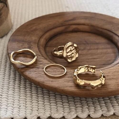 Vintage Fashion Gold Irregular Circle Wave Ring for Women Chic Open Cuff Joint Ring Accessories Finger Jewelry