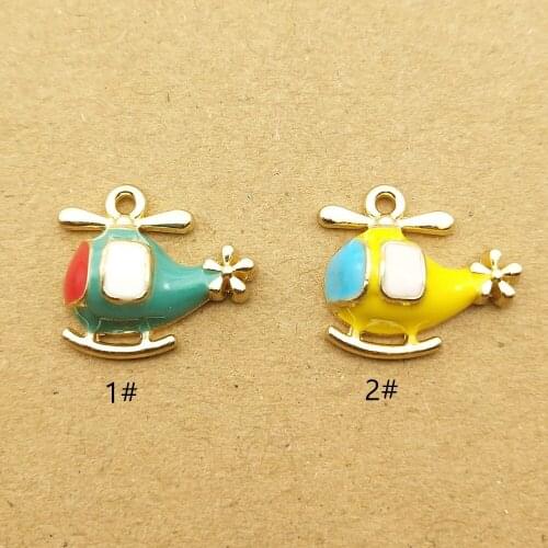 10pcs 15x17mm enamel helicopter charm plane for jewelry making and crafting fashion earring pendant necklace and bracelet charms