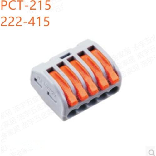10pcs 222-415 PCT-215 PCT215 Universal compact wire wiring 5 Pin connector conductor terminal block lever 0.08-2.5mm2