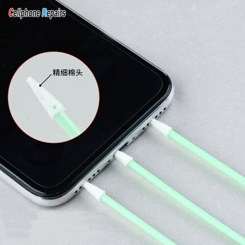 100PCS mobile phone Electrospun swab sticks tail plug Headphones charge horn holes to clean swabs for iphone ipad HUAWEI camera