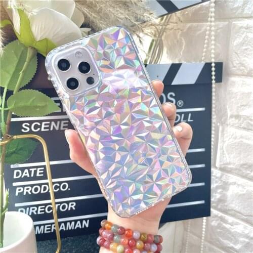 12 Pro Case Luxury Diamond Laser Glitter Clear Cover For iPhone 11 7 8 Plus XR XS X 12 Pro Max Silicone Transparent Cases SE