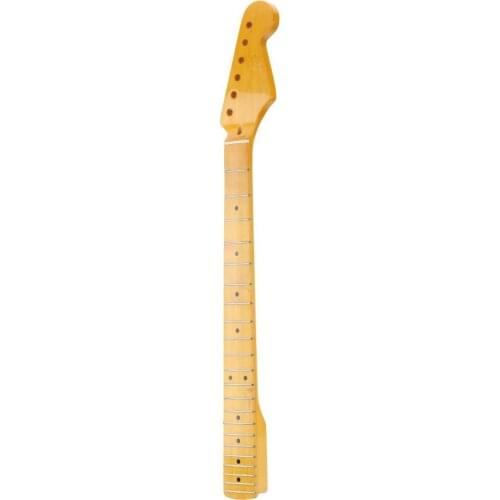 22 Frets Right-handed Replacement Maple Yellow matte Guitar Neck fingerboard for ST Electric Guitar