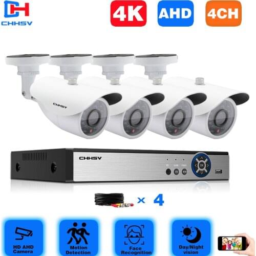 4CH Video Surveillance Kit 4K HDMI DVR CCTV System For Home Security 4PCS 8.0MP AHD Camera Video Surveillance Set with 1TB HDD