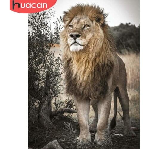HUACAN Diamond Embroidery Animal Full Square/round Diamond Painting Lion Embroidery Natural Diamond Art Wall Decor