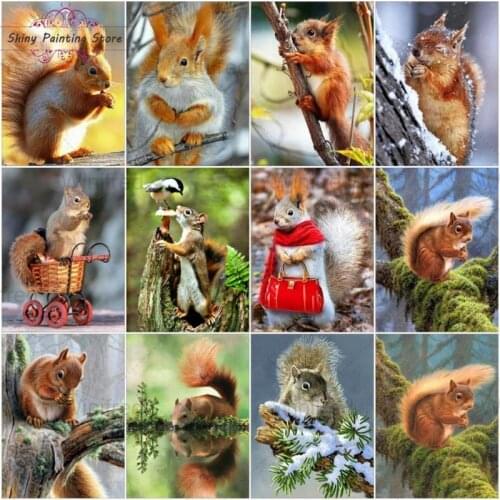 DIY Diamond Painting Squirrel Wall Art Small Animal Diamond Mosaic Full Square Drill Cross Stitch Picture Kits Bead Embroidery
