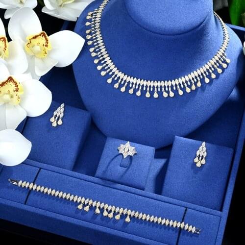Be 8 Luxury AAA Cubic Zirconia Necklace and Earring Set for Women CZ Wedding Bridal Jewelry Set Party Gift Bijoux Femme S490