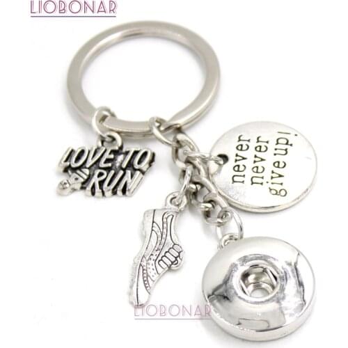 I love to run Key Chain Handbag Charm Snap Jewelry Running Key Ring Runner Gifts for Men Women Sport