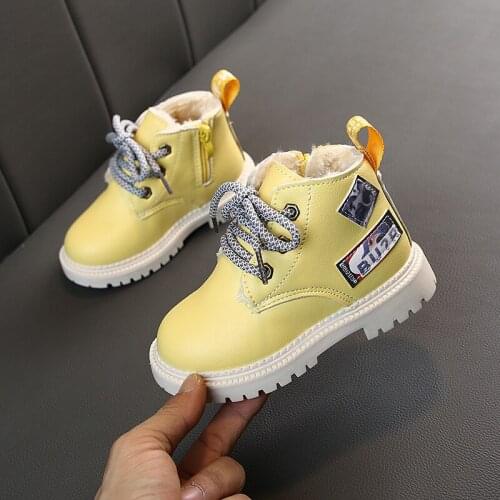 2021 Size 21-30 Kids Boys Martin Boots Baby Toddler Shoes Soft Antislip Boot for Girls Winter Warm Short Boots Infant Warm Shoes