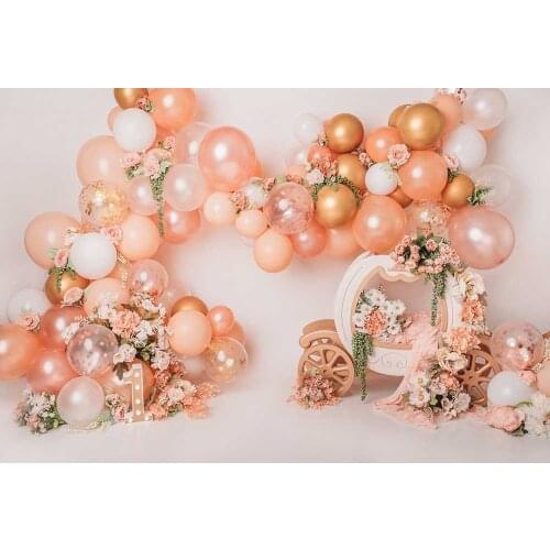 Photography Backdrop 1st Birthday Party Cake Smash Photo Background Princess Baby Shower Balloons Decorations Studio Props W5224