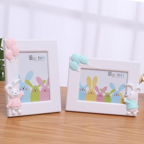 Rabbit Photo Frame Desktop Picture Frames Wooden Cute Smile Animal For Baby Kid Photo Frame Home Decoration