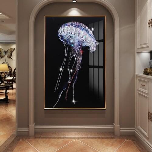 Crystal porcelain mosaic diamond porch decorative painting corridor murals diamonds light luxury metal frame simple paintings