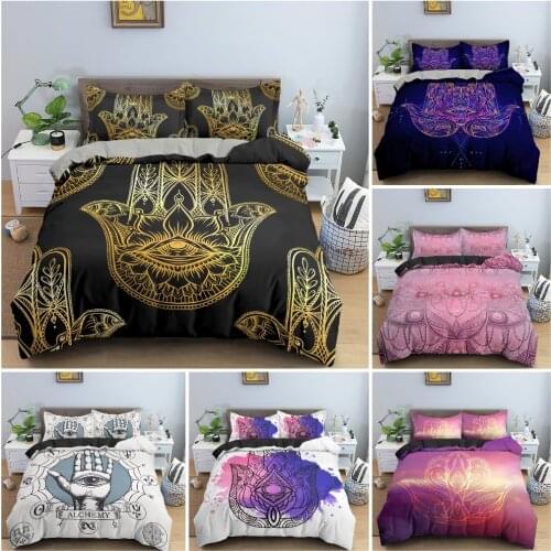 3D Divination Hand Bedding Set Psychedelic Bedclothes Sacred Geometry Duvet Cover Set Pillowcase King Queen Twin Bedroom Decor