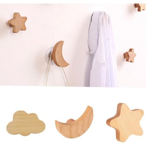 Creative Moon Star Cloud Shape Hooks Wall Mounted Key Clothes Holder Self Adhesive Coat Towel Key Hooks Hanger Rack