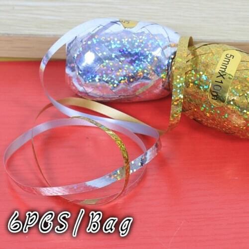 6Pcs/Bag 10m*5mm Foil Balloon Ribbon Wedding Birthday Party Decoration Air Balloon Wrapping Tape Balloon Rope