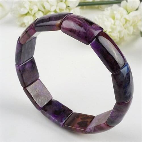 Fashion Charm Bracelet Jewelry Women Ladies South African Genuine Purple Sugilite Rectangle Crystal Beads Natural Stone Bracelet