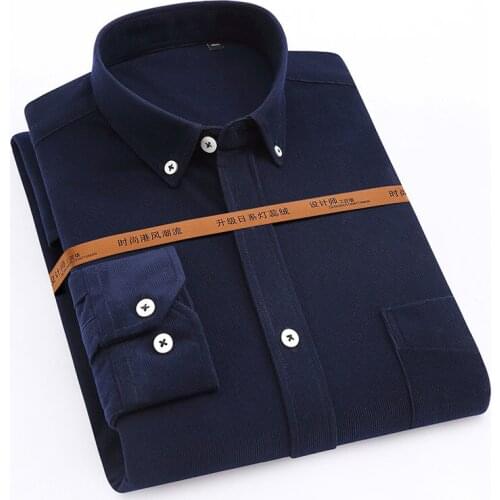 Men Long Sleeve Dress Shirts Autumn Winter Thick Warm Mans Clothing High Quality Business Formal Shirts For Man