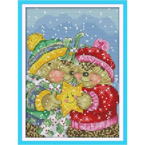Joy Sunday Cross Stitch Kits Counted Cross Stitch 14ct Embroidery Happy Bears Patterns Needlework Sets 11ct Printed Cross Stitch