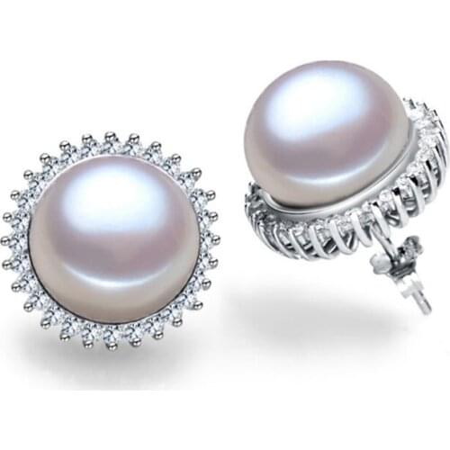 New Fashion Pearl Earrings Pearl For Women Classic Audrey Hepburn Fresh water pearl Silver Earrings Wedding Jewelry