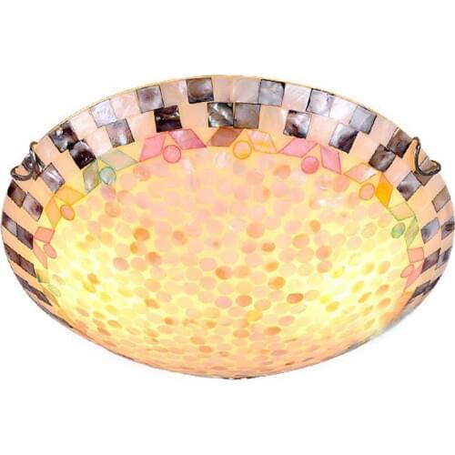 Mediterranean Shell Round Bedroom Ceiling Lamp Pastoral Study Room Ceiling Lights Kitchen Balcony Bathroom Ceiling Lighting