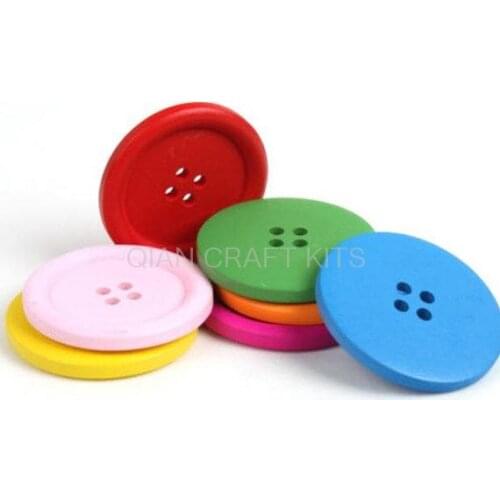 ON SALE - 250 big Painted Wood Buttons, size 25mm (1 inch round), 4 hole buttons - mix color or Choose your favorite color