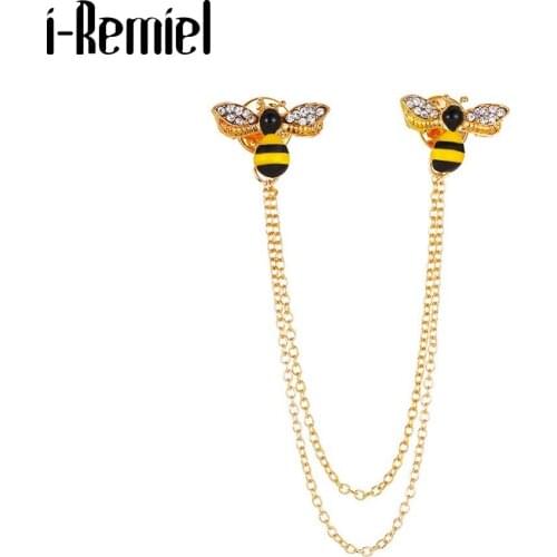 Retro Cute Bee Brooches Animal Alloy Metal Tassel Lapel Pins Man Suit Shirt Collar Fashion Jewelry Gifts for Women Accessories