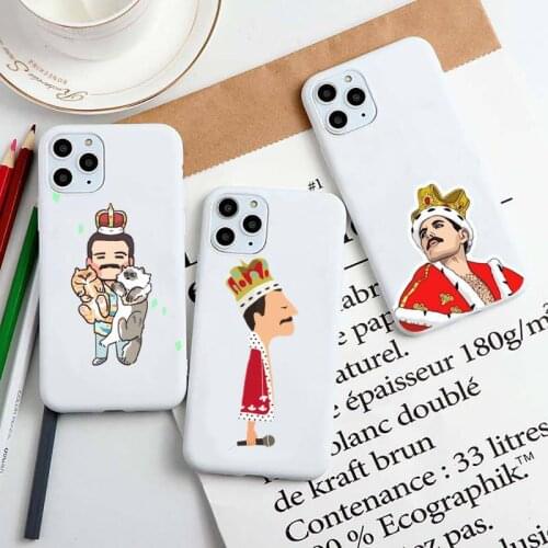 Rock Mercury Queen singer Funky Freddie Phone Case for iphone 11 12pro max mini XS MAX 8 7 6 6S Plus X 5S SE 2020 XR Candy white