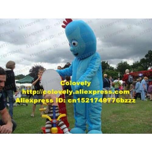 Happy Blue Iggle Piggle In The Night Garden Mascot Costume Adult Size With Bright Round White Eyes Black Curve Mouth No.8539 FS