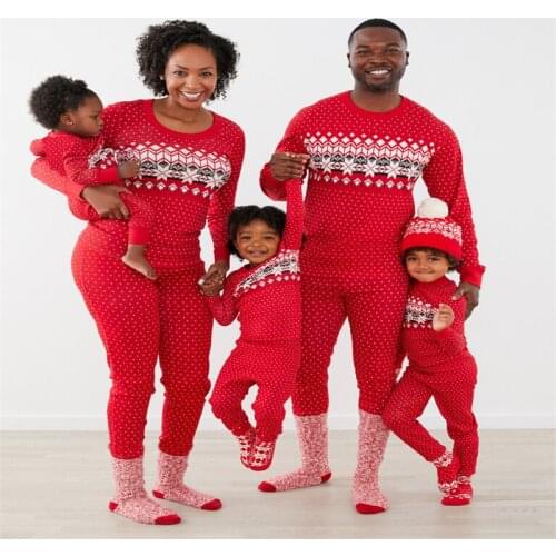 Plus Size Family Matching Outfits Christmas Parent-Child Suit Long Sleeve Pajamas Set Round Neck Loose Sleepwear Kids Mom Dad