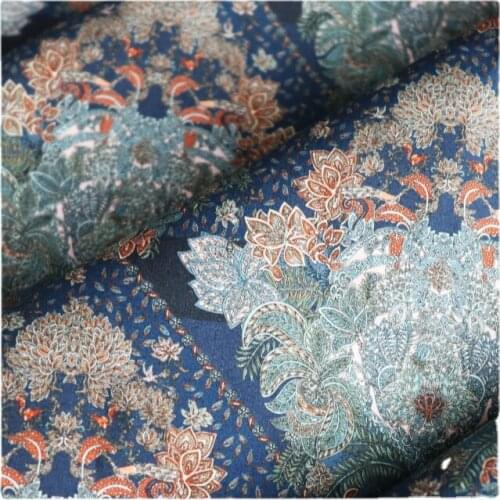 Width 57" High End Fashion Floral Printed Cotton Fabric By The Half Yard For Dress Shirt Childrens Wear Material