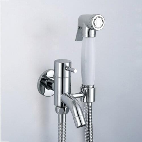 Bidet Faucet Mixer Chrome Brass Single Cold Toilet Corner Valve Handheld Hygienic Shower Head Wash Car Pet Sprayer Airbrush Taps