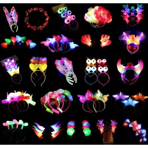 1pcs LED Light Luminous Glow Headband Flashing Headdress Head Hair Band Hoop Toy Birthday Christmas Party Decor