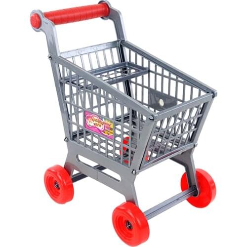 Toygogo Simulation Gray Plastic Shopping Trolley Cart Children Role Play Kitchen Toy for Toddler/Baby Role Play Pretend Toy
