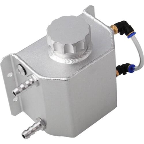 Universal 1L Aluminum Radiator Coolant Bottle Water Tank Reservoir Silver