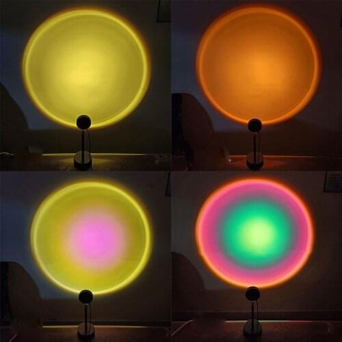 Sunset Projection Lamp Rainbow Atmosphere Led Night Light Sunset Light for Home Bedroom Background Wall USB Table Lamp Bedside