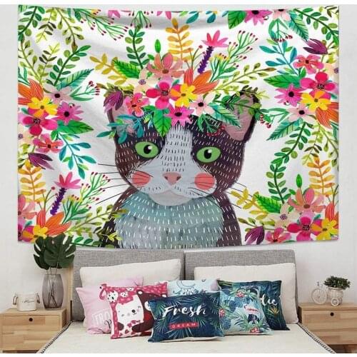 Green plant flower tapestry fresh landscape background cloth home furnishing fabric tapestry 95*73cm