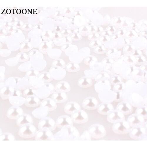 ZOTOONE White Non Hotfix Rhinestones Nail Art Decorations Crystal Applique ABS Resin Flatback Pearl Rhinestone Dor Clothes E
