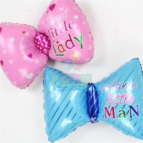 10pcs/lot colorful bow tie shape balloons for sweet little lady foil ballons welcome little man inflatable globos