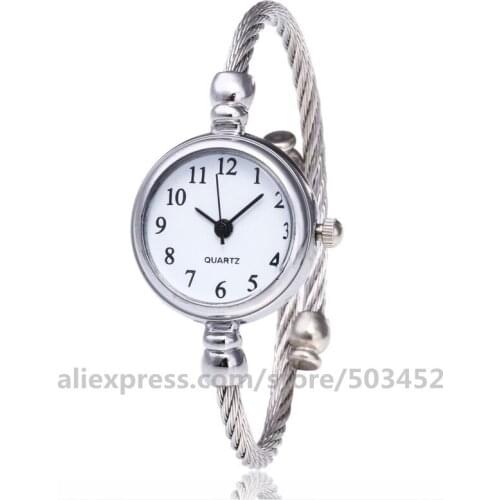 100pcs/Lot Montre Femme Women Watches Small Round Dial Bracelet Watch Ladies Quartz WristWatch Arabic Numerals Clock Wholesale