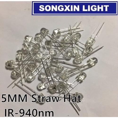 1000pcs 5mm Infrared IR LED Straw Hat Light Emitting Diode Lamp 940nm 5 mm (Transparent Water Clear Lens Through Hole 940 nm)