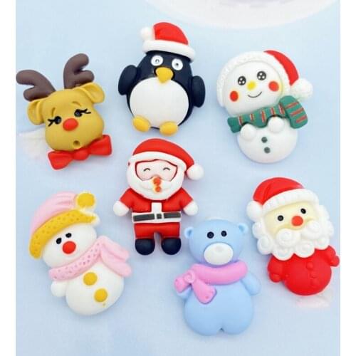 14Pcs Cute Resin Mini Mixed Christmas Series Flat Back Cabochons Scrapbooking DIY Jewelry Craft Decoration Accessories G82