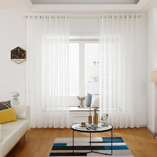 2 Panel White Tulle Curtains Modern Voile Sheer Curtains for Living Room Transparent Window Curtain for the Bedroom Kitchen