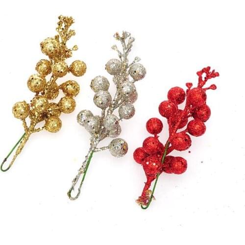 3 pcs15 head artificial mini cherry berries pearl stamen DIY wedding bouquet Christmas decoration simulation fruit crafts