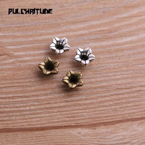 50pcs 4*9*9mm Two Color Receptacle Hollow Morning Glory DIY Spaced Jewelry Accessories Charms For Jewelry Making