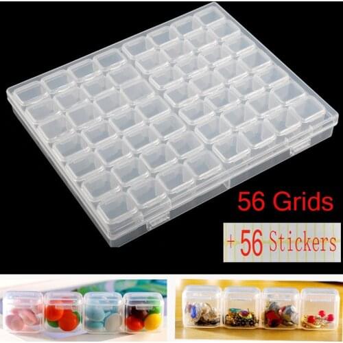 Diamond Mosaic Embroidery Sale!Box 4 Packs 56 Grids Organizer, 5d Siamond Box and Cross Stitch Tools Accessory Containers Art