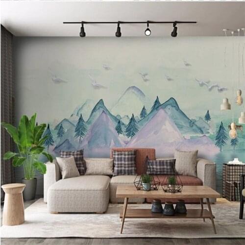 Milofi custom 3D printing large wallpaper mural modern minimalist hand-painted ink landscape elk living room background wall