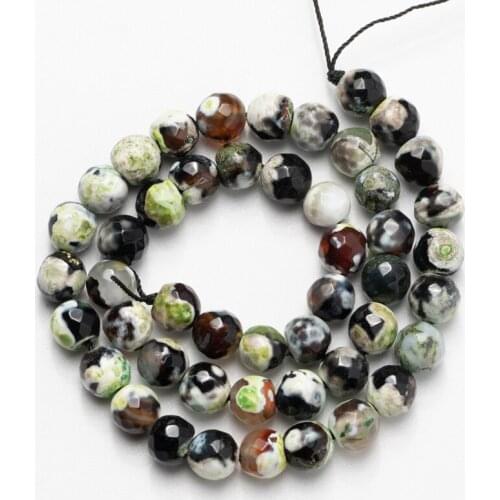 Wholesale 4 6 8 10mm Natural Stone Black Green Faceted Agates Beads Loose Beads for Jewelry Making Bracelet Earrings DIY