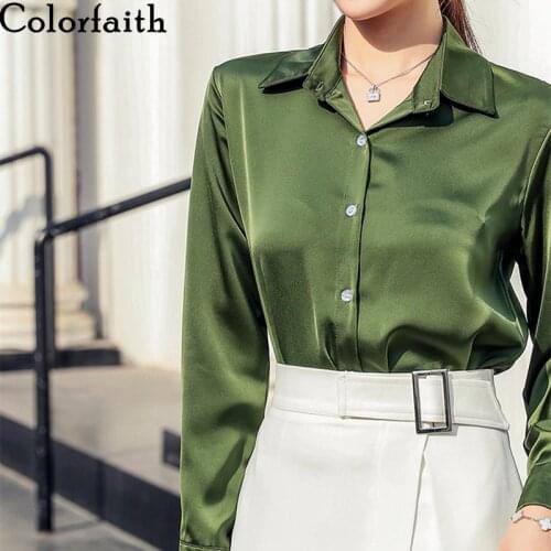 Женские атласные рубашки Colorfaith China At AliExpress