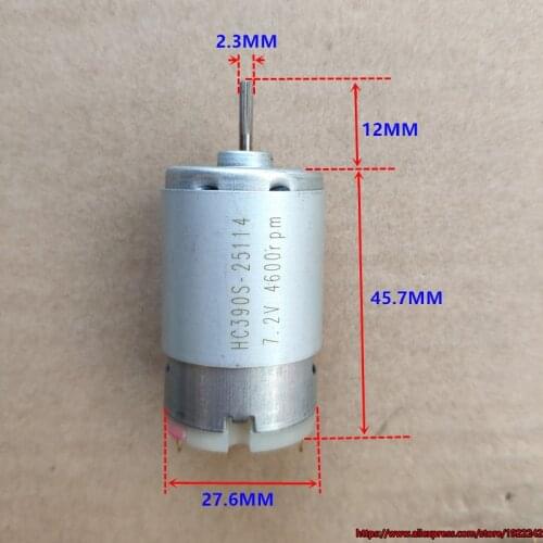 Free shipping , brand new 390 DC motor HC390 diameter 27.6mm 3V 6V 7.2V 4600RPM large torque carbon bruh motor